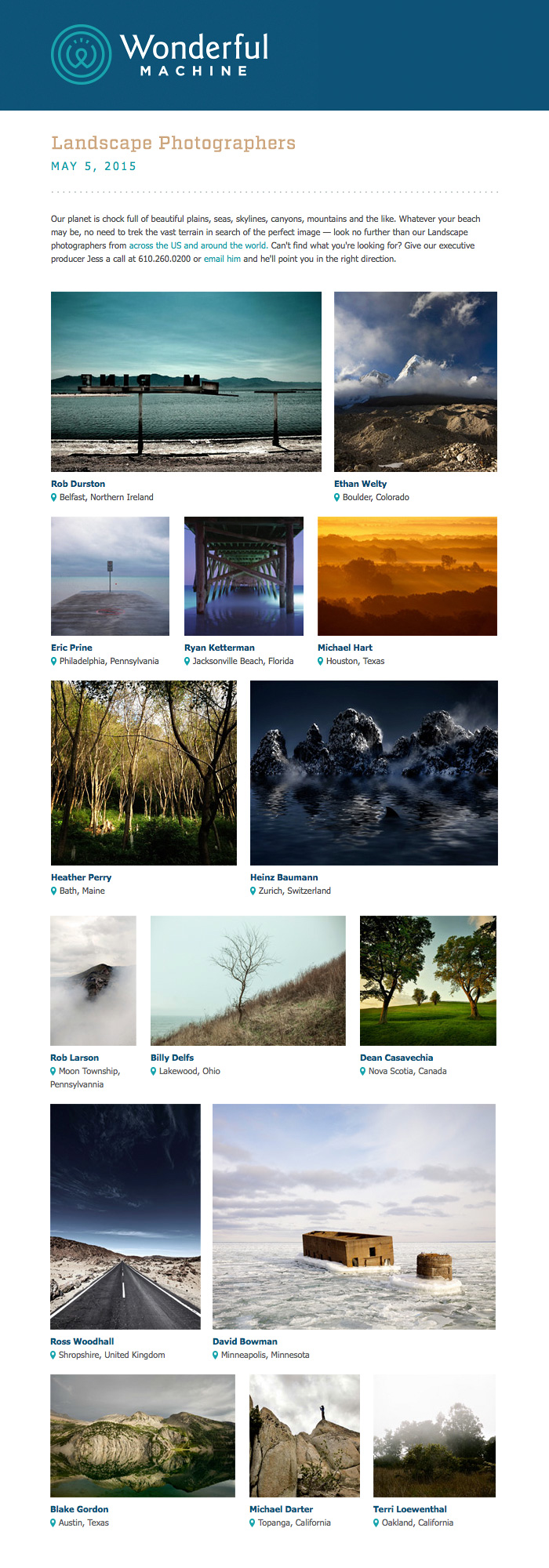 Landscape Photographers featured by Wonderful Machine